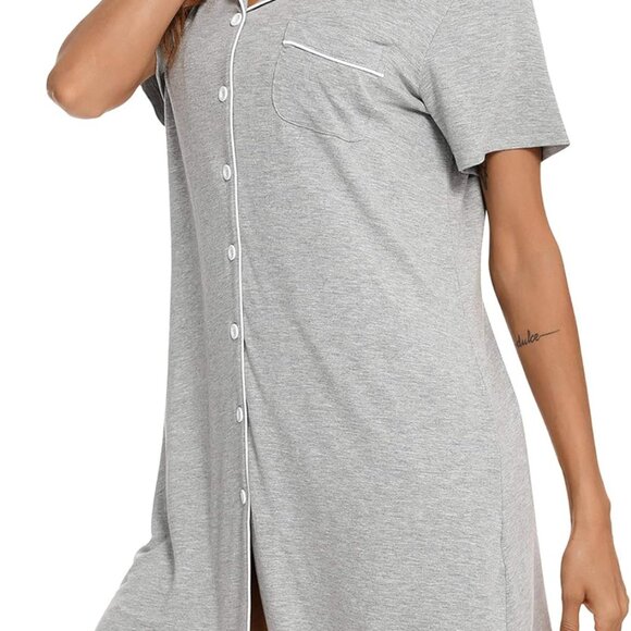 Nightgowns for Women Short/Long Sleeve Sleep Shirt Button Down Night Gowns Mater - Picture 4 of 5